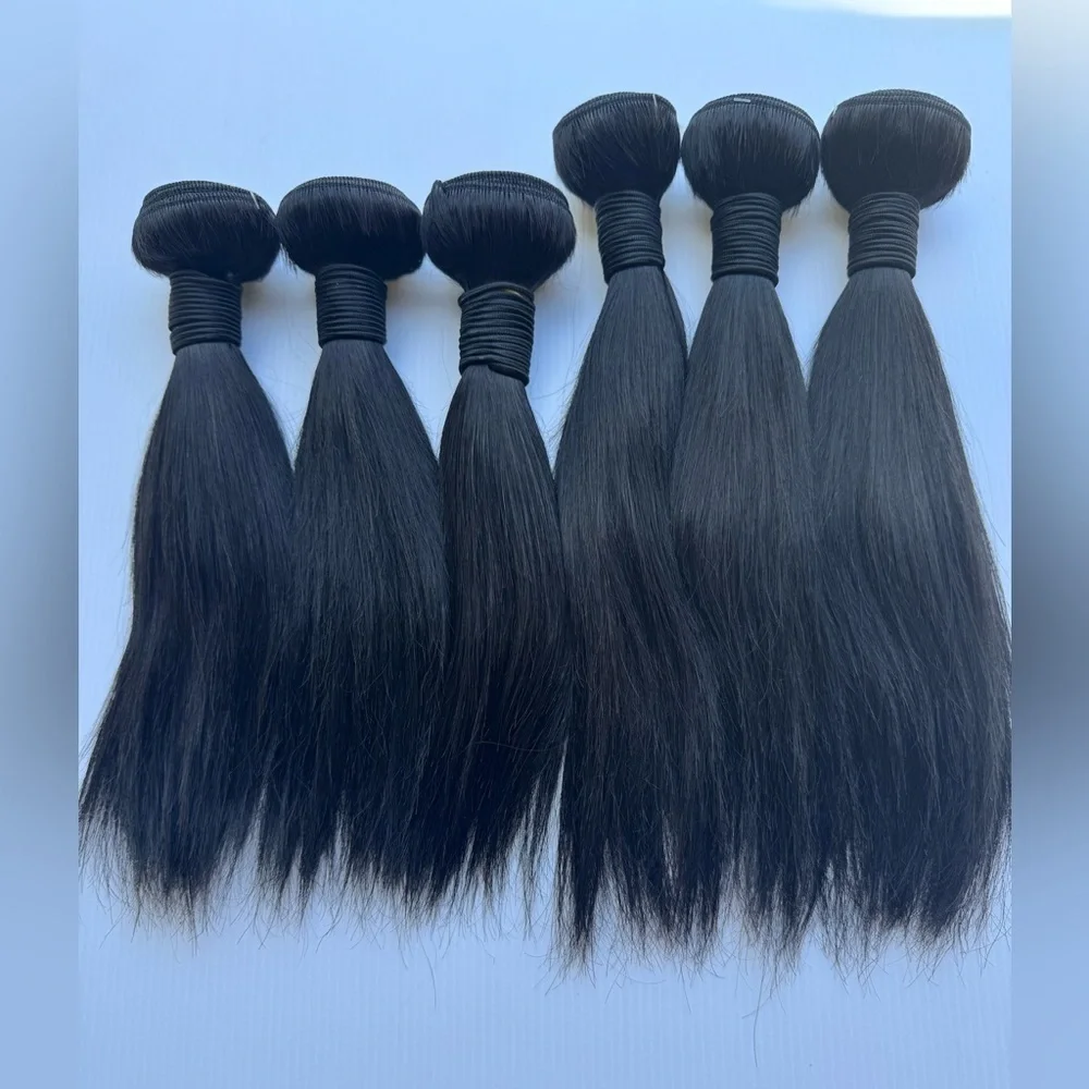 Human hair Blend 10 In & 12 In Bundle Lot Black Straight Hair | 6 pieces lot!